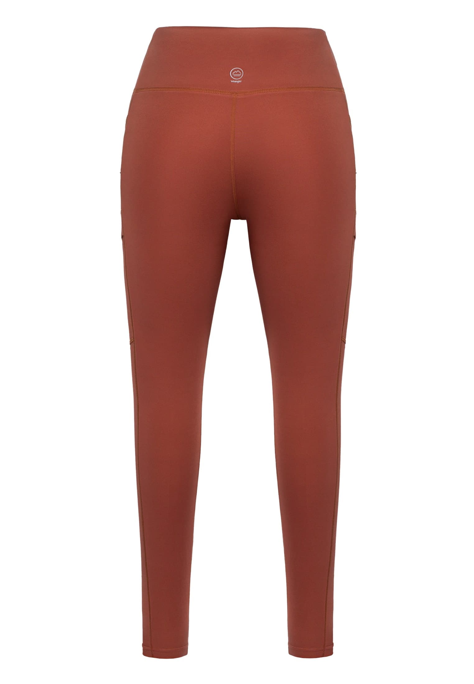 Legging couleur rouille photographié de dos sur fond blanc